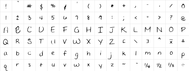FG Amyie Regular  glyph index