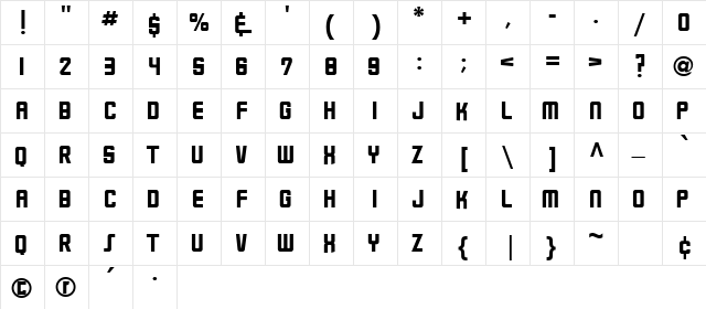 Milwaukee Regular  glyph index