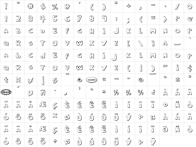 Crappity-Crap-Crap 3D 3D  glyph index
