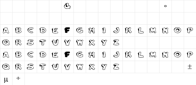 Siwork Bold  glyph index