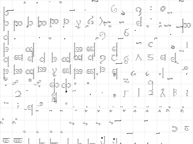 Tengwar Galvorn Regular  glyph index