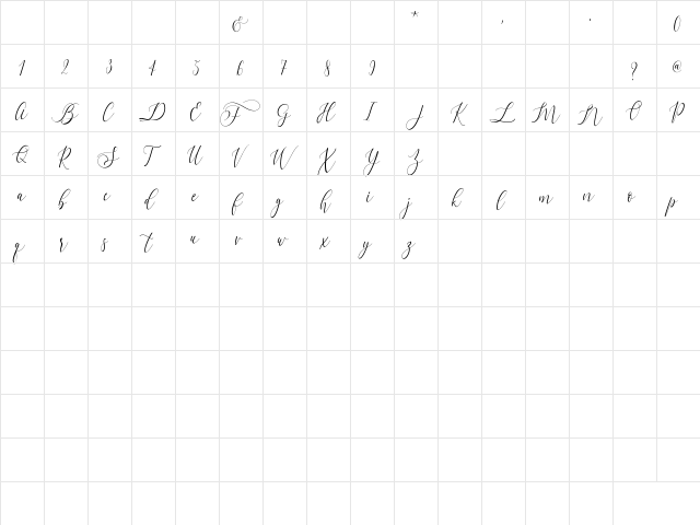 Dialova Regular  glyph index