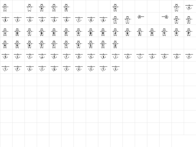 nya-memo Font Regular  glyph index