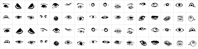 Eyes Regular  glyph index