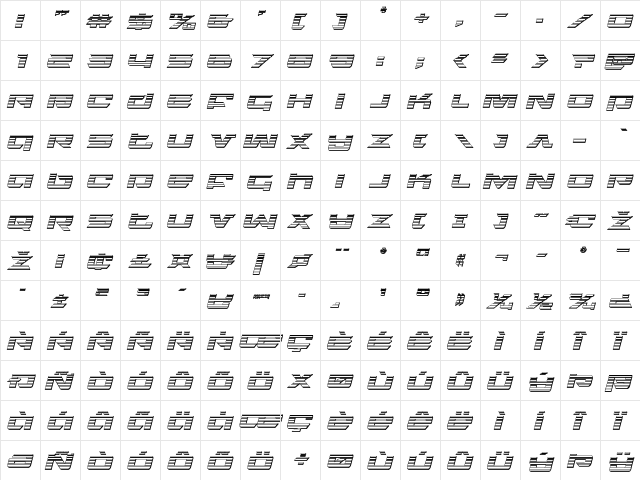 Northstar Chrome Italic Italic  glyph index