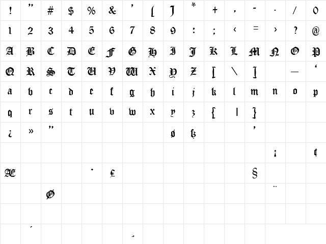 Devil's Night 3 Regular  glyph index