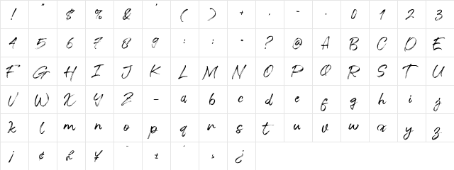 Salazur Regular  glyph index