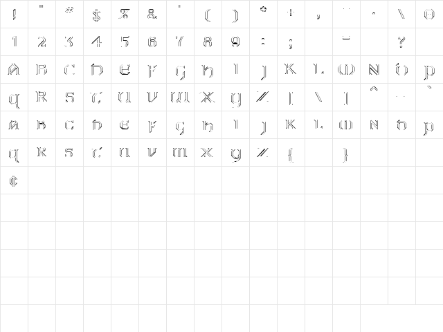 Futuregoth 2 Regular  glyph index