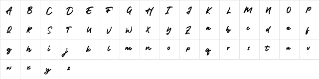 Tumbrella Script Free Regular  glyph index