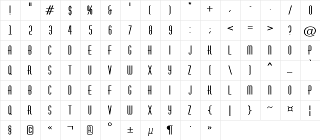 a_Huxley Bold  glyph index