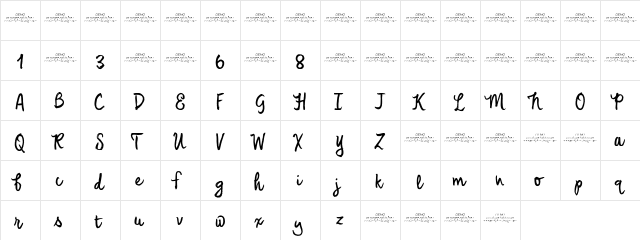 Emily Lime Brush Demo Regular  glyph index