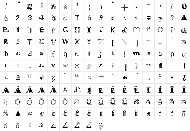 Sylvester Regular  glyph index