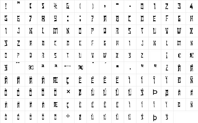 FZ WARPED 18 Normal  glyph index