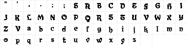 Eldorado Regular  glyph index