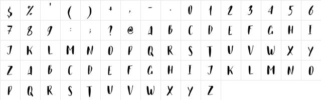 Just Believe Caps Regular  glyph index