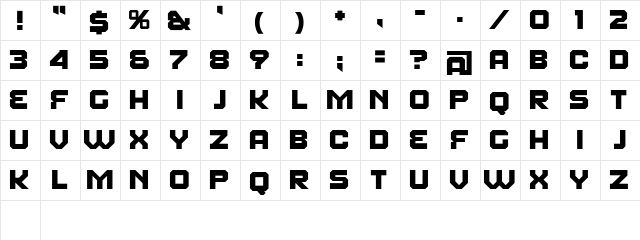 Fear Factor Regular  glyph index