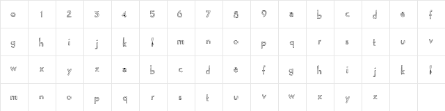 Playgrounds Regular  glyph index