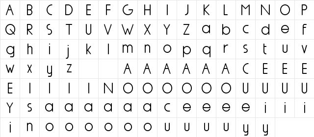 Nairi Amber Demo Sanserif Regular  glyph index