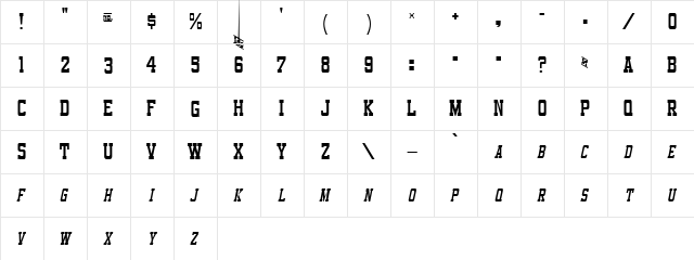 Funland Park Midway JL Regular  glyph index
