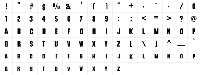 RSDeusex Regular  glyph index