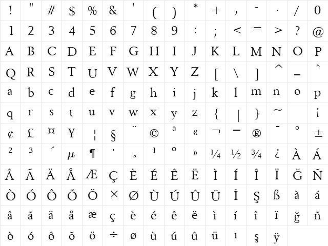 00709 Regular  glyph index