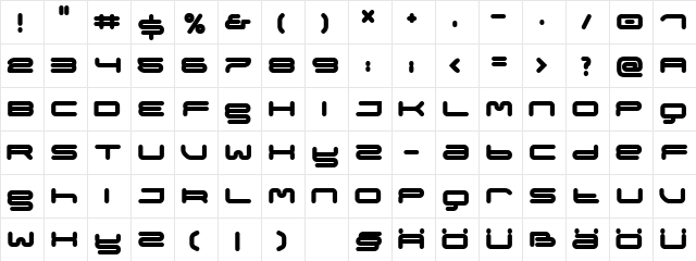 megabold Regular  glyph index