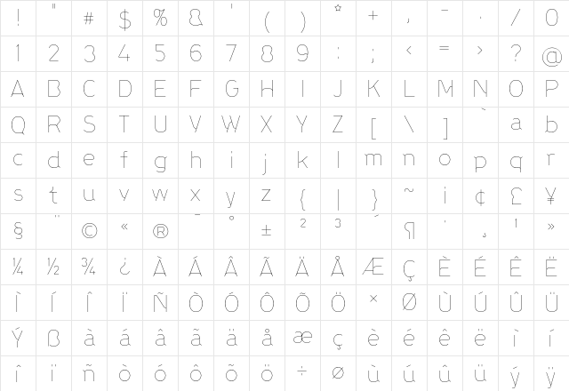 Enabler Thin  glyph index