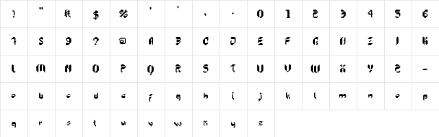 5Kreeper Regular  glyph index