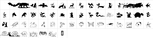 AnimalShadows Regular  glyph index