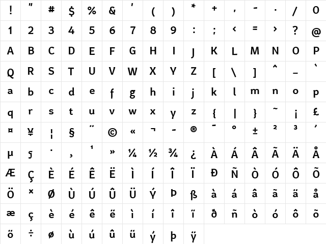 Certa Sans Medium  glyph index