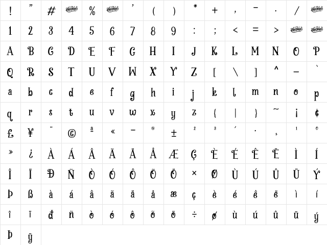 Chickens Lovers Regular  glyph index