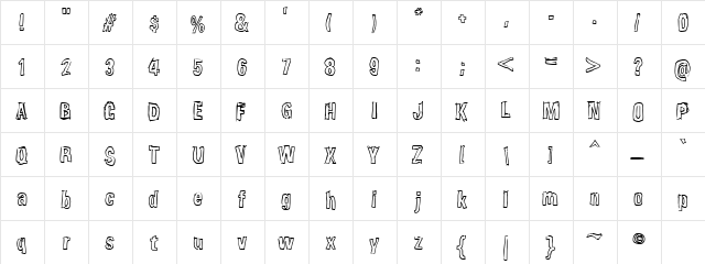 Weirdmojo Regular  glyph index