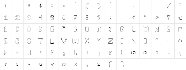 Clipped Regular  glyph index