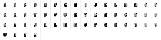 Range Regular  glyph index