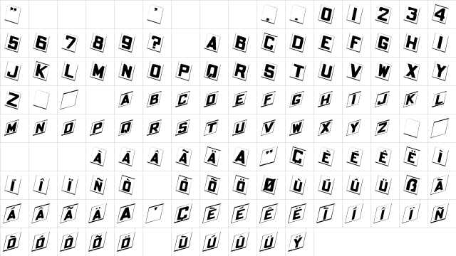 PlacecardExtended Italic  glyph index