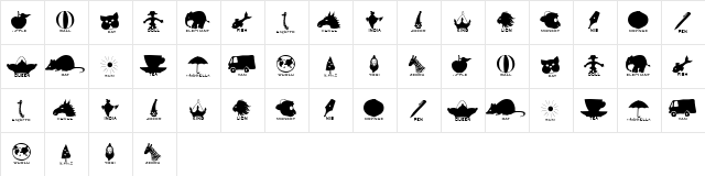 Kinder Garter Regular  glyph index