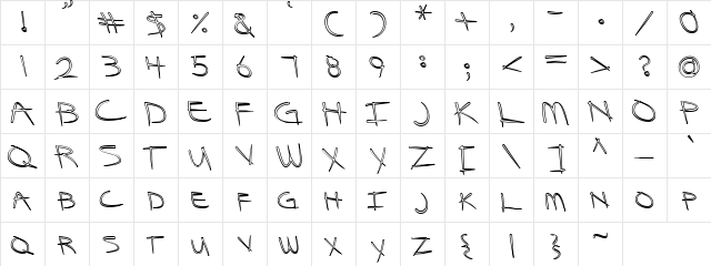PC Toothpics Regular  glyph index