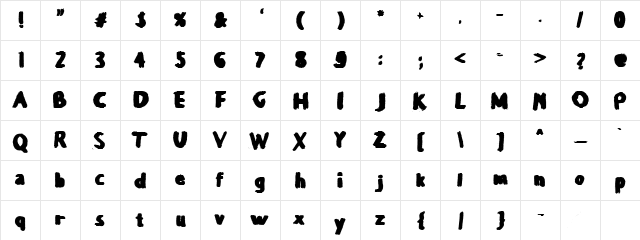 Balballa Regular  glyph index