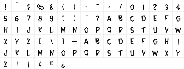 Bedrock-Light Regular  glyph index