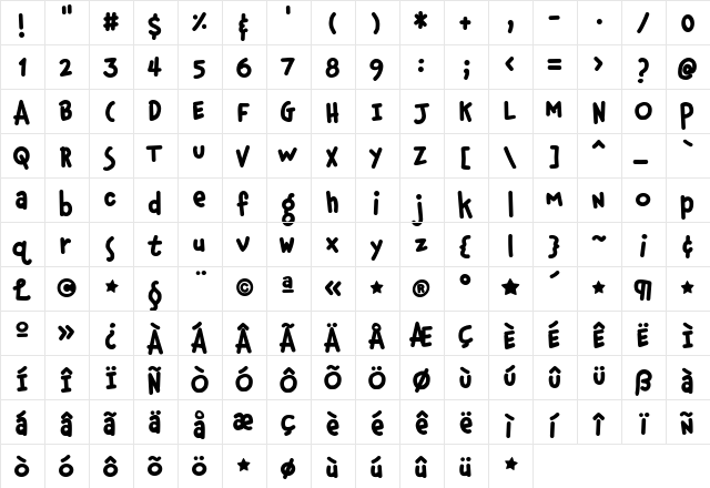 QK Honey Regular  glyph index