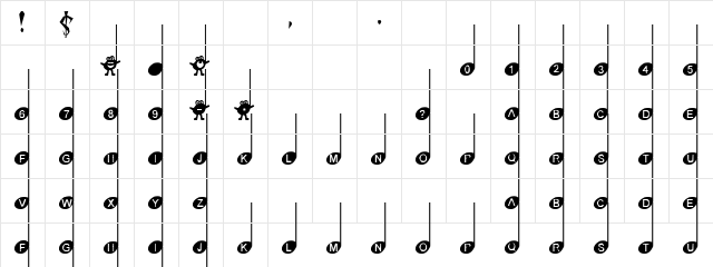 Simple Melody Regular  glyph index