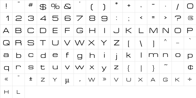 Federation Normal  glyph index