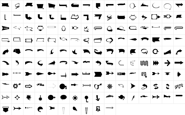 ArrowMatic Medium  glyph index