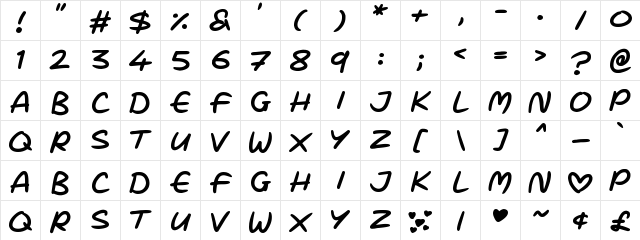 Love Marker Regular  glyph index