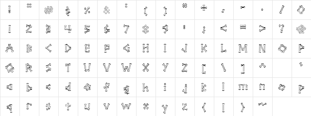 Scrap Bones Regular  glyph index