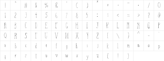 Aiza Shine Serif Regular  glyph index