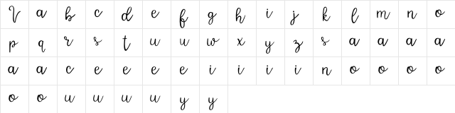 Varsity Regular  glyph index