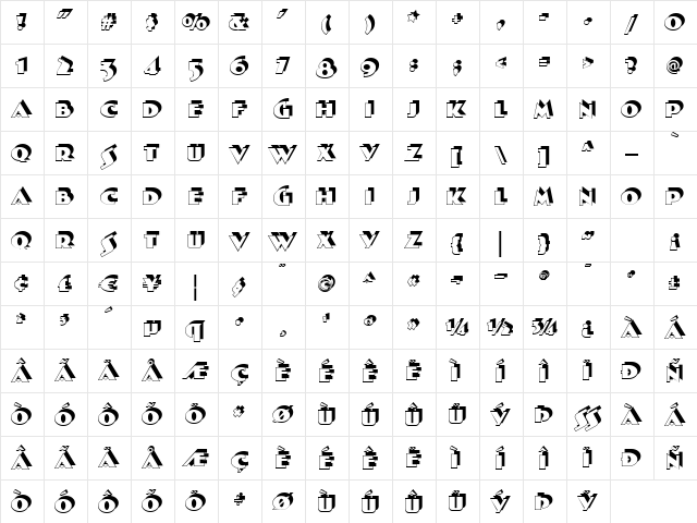 Duck Soup NF Regular  glyph index