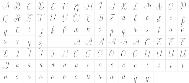Belynti Demo Script  glyph index