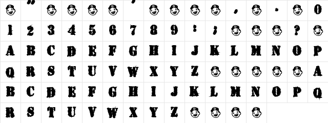 IdiotWind Regular  glyph index